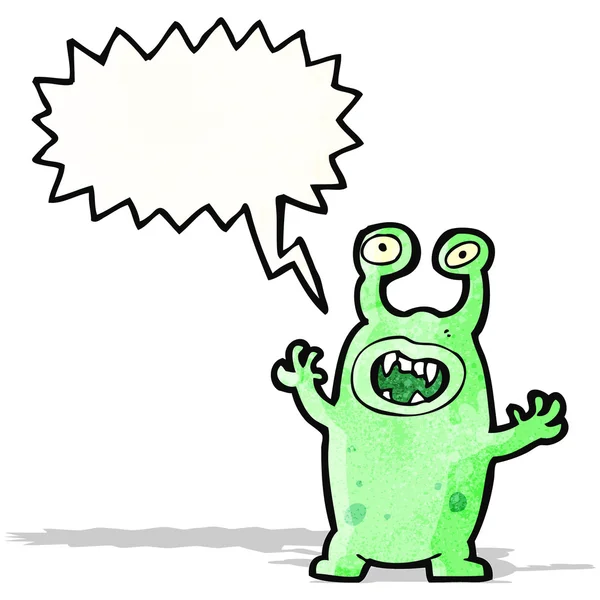 Alien met toespraak bubble cartoon — Stockvector