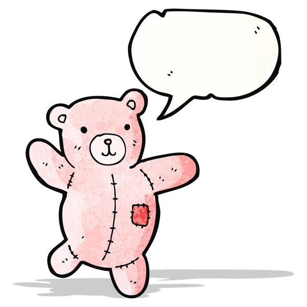 Cartoon pink teddy bear with speech bubble — Stock Vector