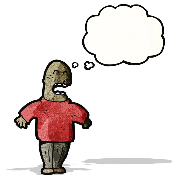 Dessin animé chauve homme avec bulle de pensée — Image vectorielle