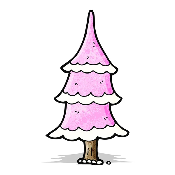 Cartone animato albero di Natale rosa — Vettoriale Stock