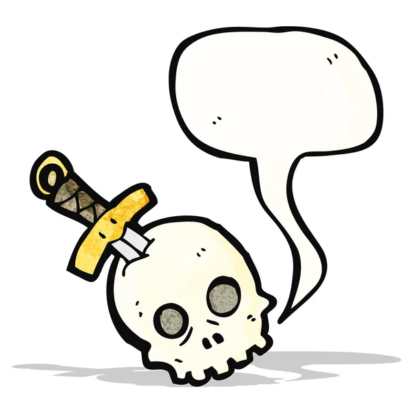 Crâne et épée dessin animé — Image vectorielle