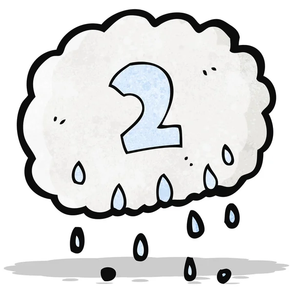 Nuvem de chuva de desenhos animados com número dois —  Vetores de Stock