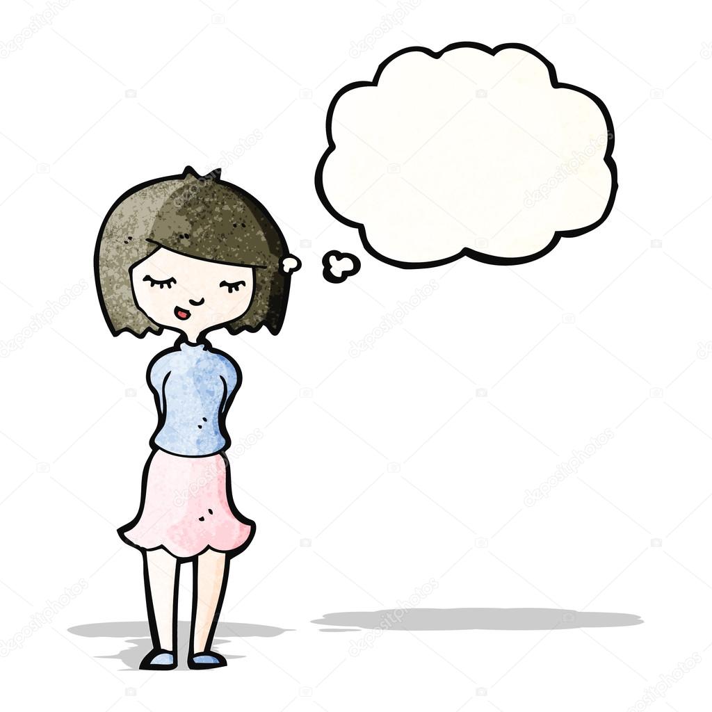 Schüchterne Frau mit Gedankenblase Karikatur Stock-Vektorbild von  ©lineartestpilot 54098901, image size:1024x1024