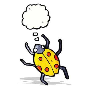 düşünce balonu ile karikatür uğur böceği