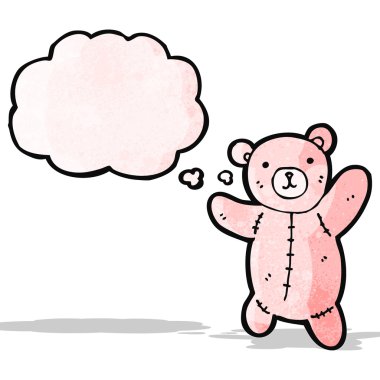 Düşünce baloncuklu oyuncak ayı.