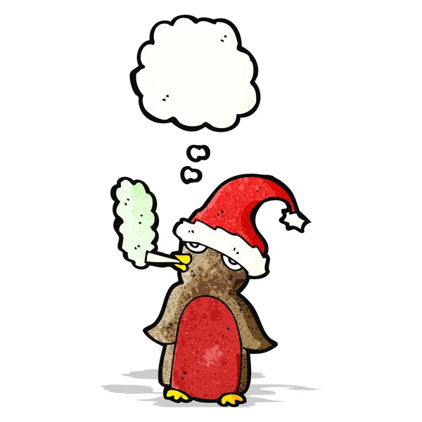 Grappige christmas robin cartoon — Stockvector