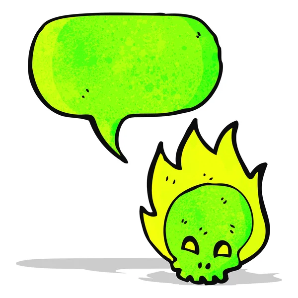 Gruselig leuchtender grüner Cartoon-Totenkopf — Stockvektor