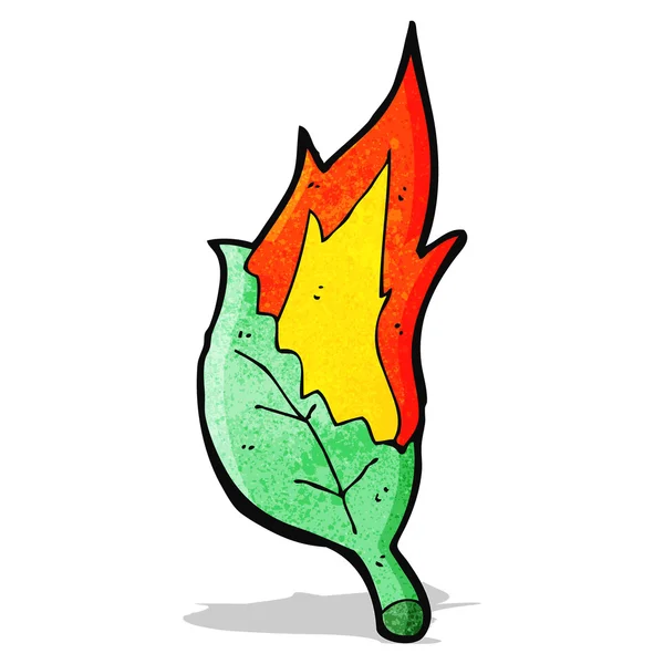 Cartoon burning leaf — Stock Vector