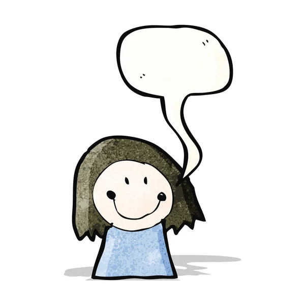 Child's drawing of a woman with speech bubble — Stock Vector
