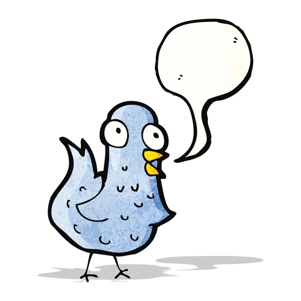 Pájaro de dibujos animados con burbuja del habla — Vector de stock