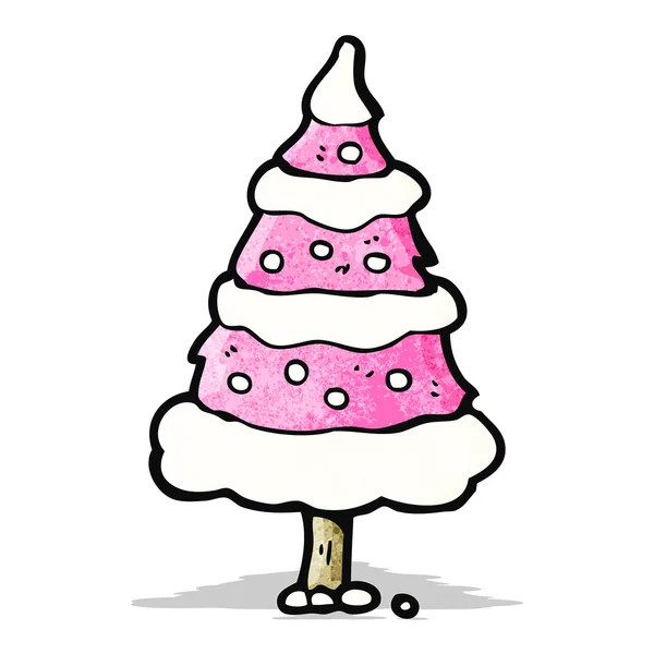 Dibujos animados de árbol de Navidad rosa — Vector de stock