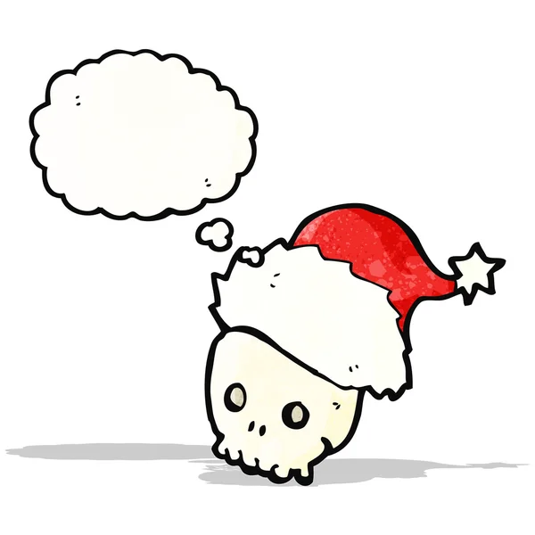 산타 모자에 만화 두개골 — 스톡 벡터