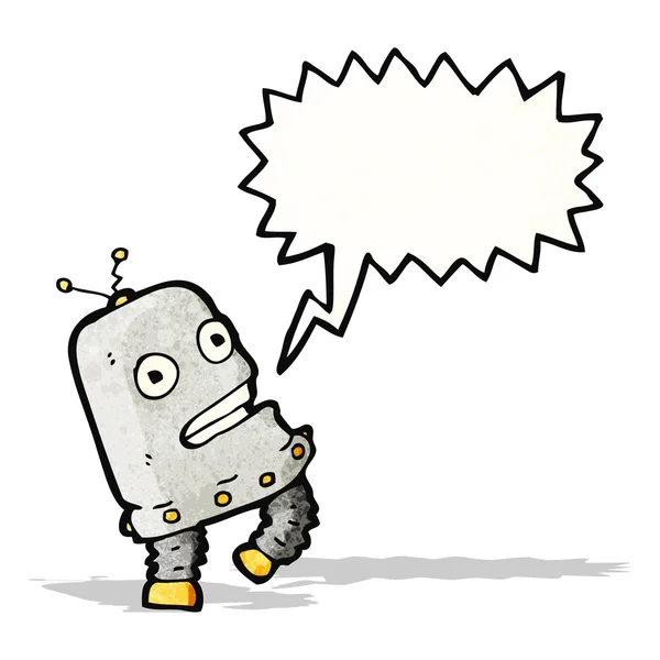 Cartoon grappig robot met spraakbel — Stockvector