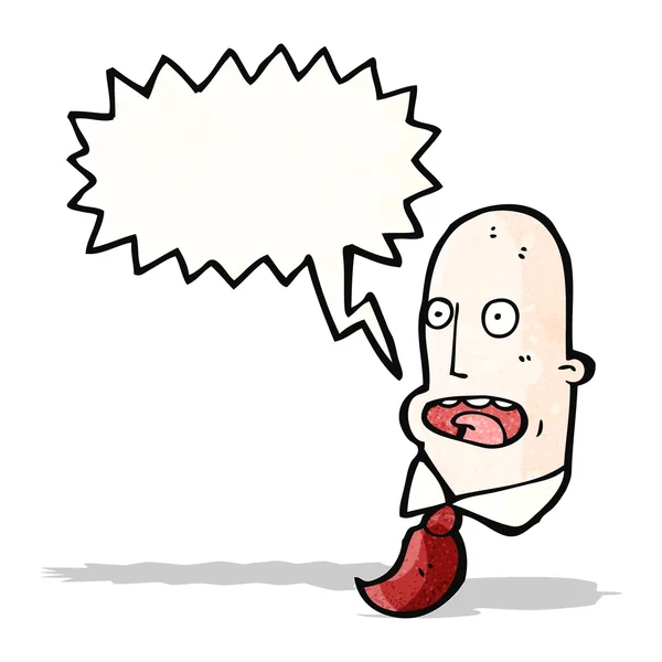 Hombre calvo de dibujos animados con burbuja de habla — Vector de stock