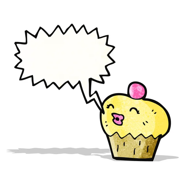 Cupcake dos desenhos animados com bolha de fala — Vetor de Stock