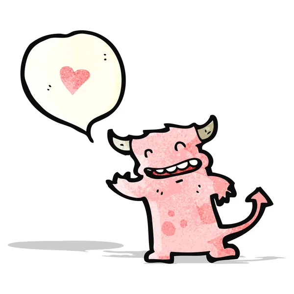 Cartoon little monster with love heart — Stock Vector