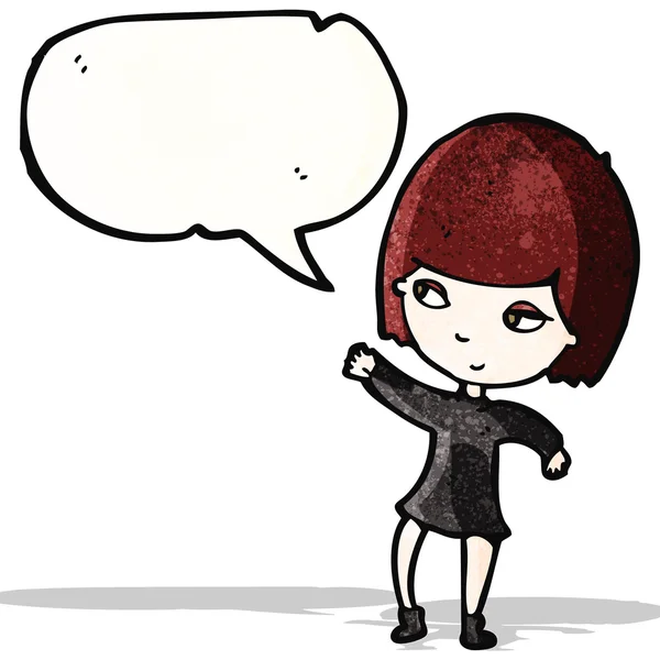 Desenho animado menina gótica com bolha de fala — Vetor de Stock