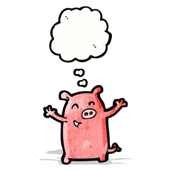 Cartoon pig with thought bubble — Stock Vector