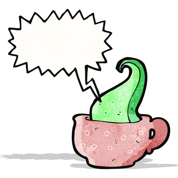 Tentacle in teacup cartoon — Stock Vector