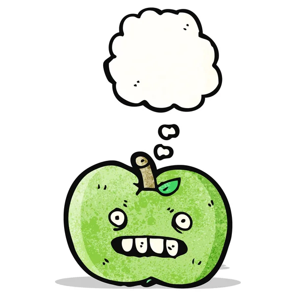 Kreslené jablko s myšlenkovou bublinou — Stockový vektor