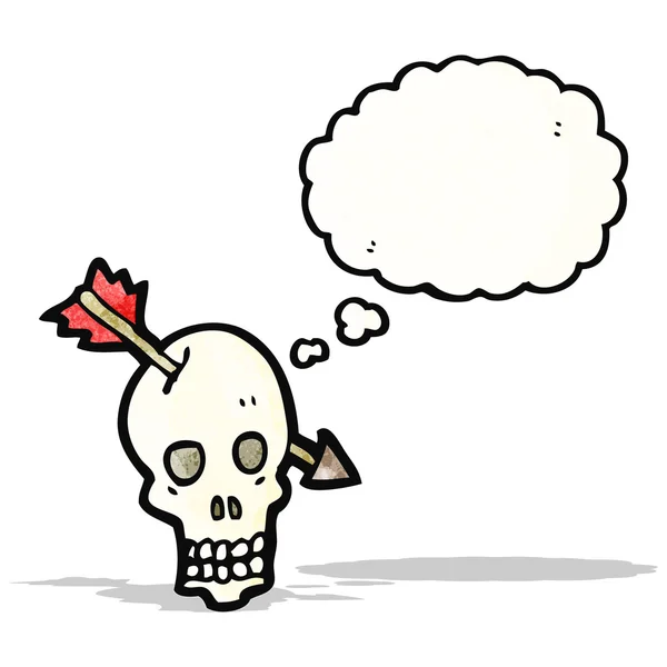 Calavera de dibujos animados con flecha — Archivo Imágenes Vectoriales