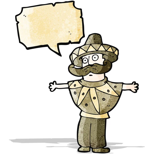멕시코 판 쵸 의상에서 만화 남자 — 스톡 벡터