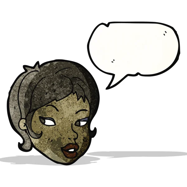 Caricatura cara de mujer bonita con burbuja de habla — Archivo Imágenes Vectoriales