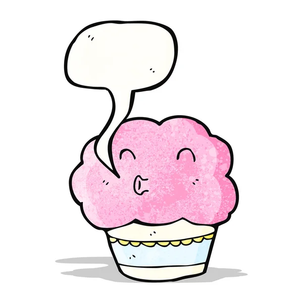 Cartoon cupcake met spraakbel — Stockvector