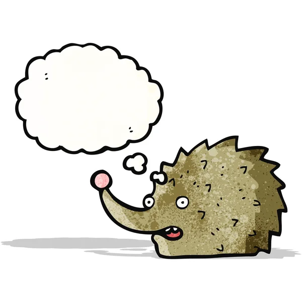 Funny cartoon hedgehog with thought bubble — Stock Vector