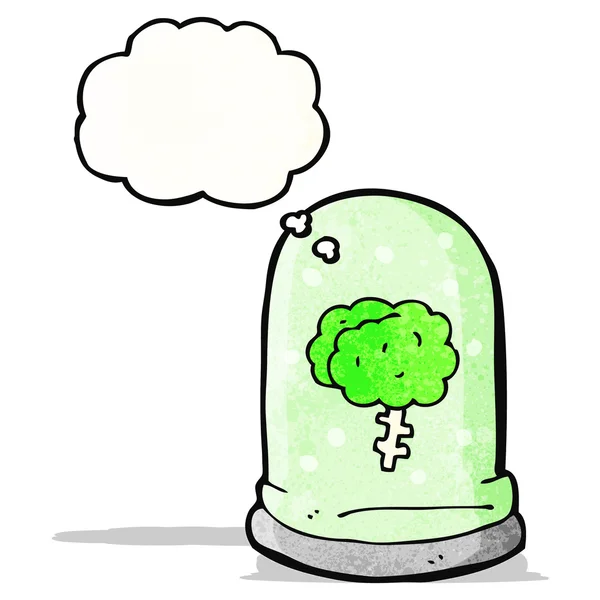 Cartoon-Gehirn im Glas mit Gedankenblase — Stockvektor