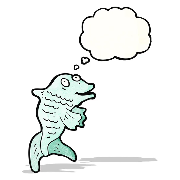 Peces de dibujos animados con burbuja de pensamiento — Vector de stock