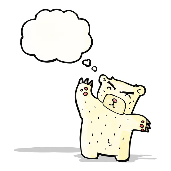 Γελοιογραφία πολική αρκούδα με σκέψη φούσκα — Διανυσματικό Αρχείο