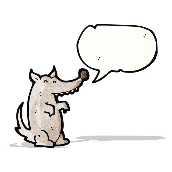 Lobo de dibujos animados con burbuja de habla — Vector de stock