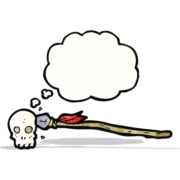 Kafatası karikatür mızrak — Stok Vektör