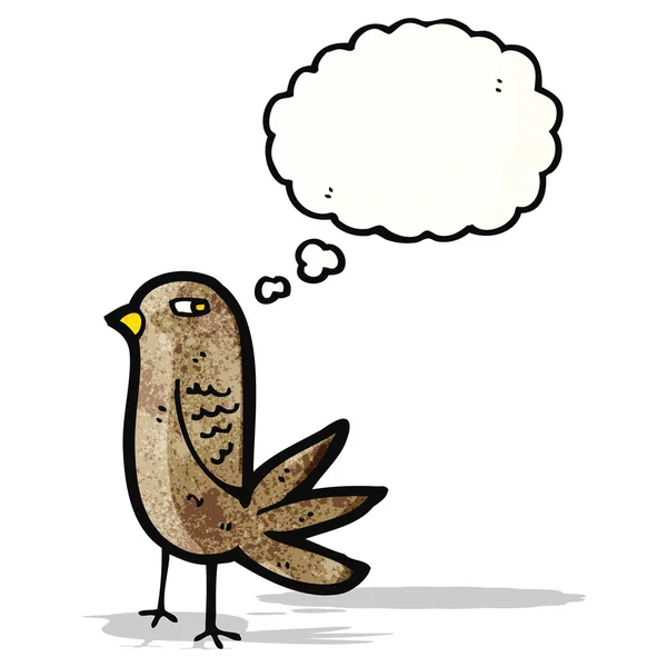 Pájaro de dibujos animados con burbuja de pensamiento — Vector de stock