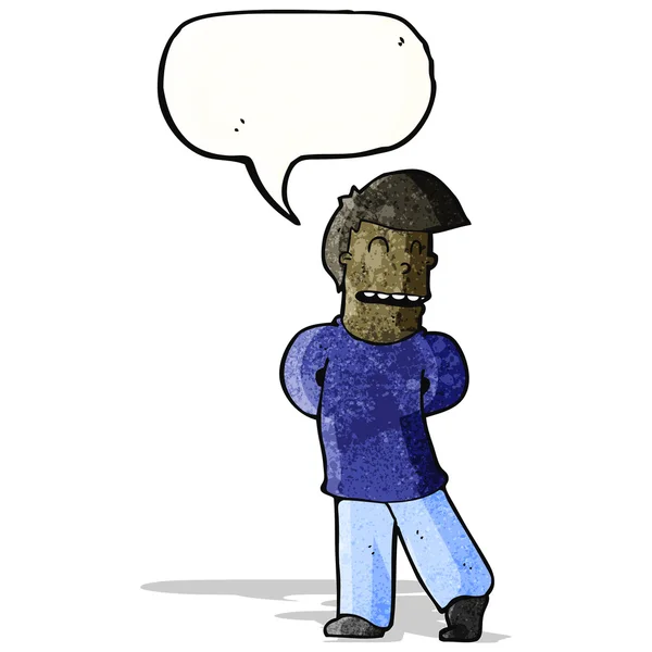 Cartone animato timido uomo parlando — Vettoriale Stock