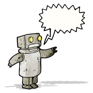 Konuşma baloncuklu çizgi film robotu