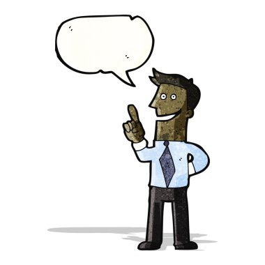 Harika bir fikir açıklayan karikatür işadamı