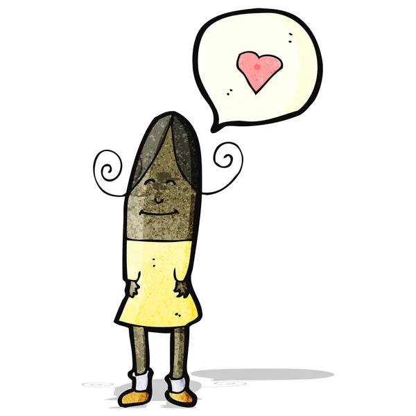 Γυναίκα κινουμένων σχεδίων με αγάπη καρδιά — Διανυσματικό Αρχείο