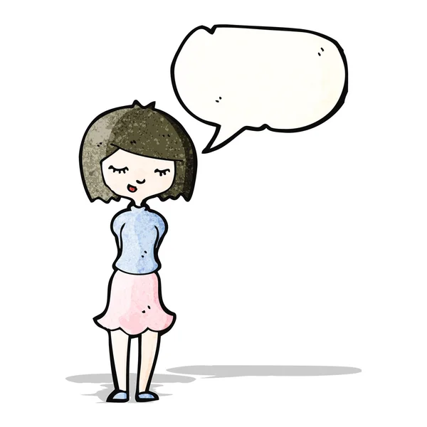 害羞的女孩卡通 — 图库矢量图片