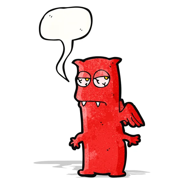 Desenho animado pequeno monstro com bolha de fala — Vetor de Stock
