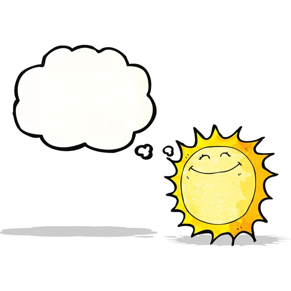 Personagem de desenho animado sol com bolha de pensamento —  Vetores de Stock