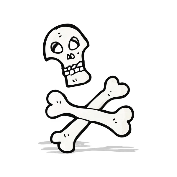 Spooky skull and crossbones symbool cartoon — Stockvector