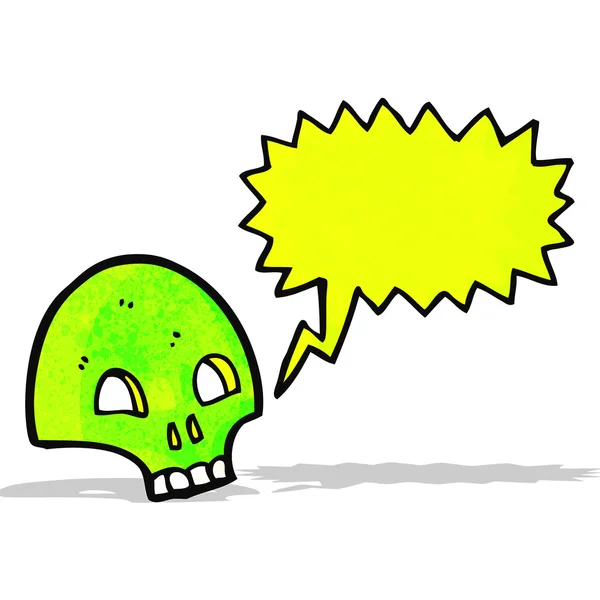 Lysande grön skalle cartoon — Stock vektor