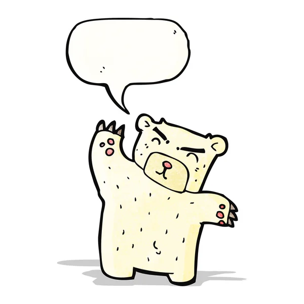 Oso polar de dibujos animados con burbuja de habla — Vector de stock