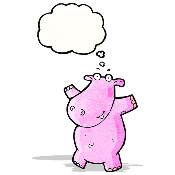 Cartoon hippo with thought bubble — Stock Vector