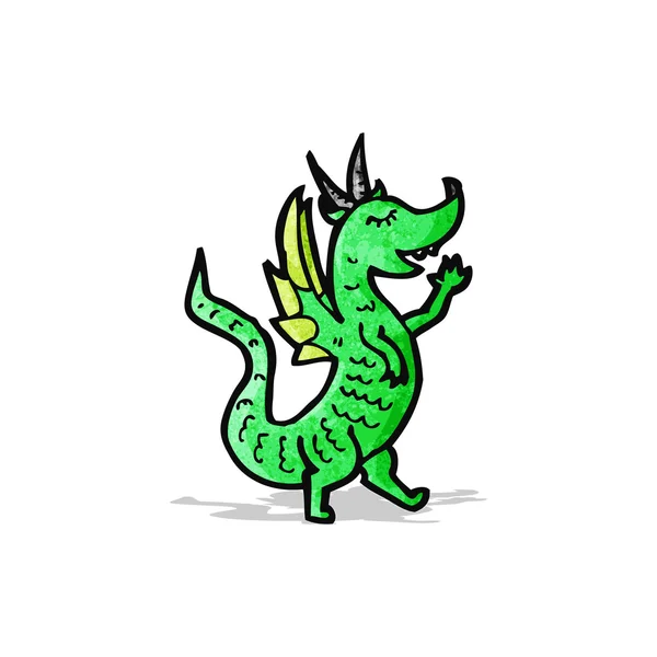 Desenho animado pequeno dragão verde — Vetor de Stock