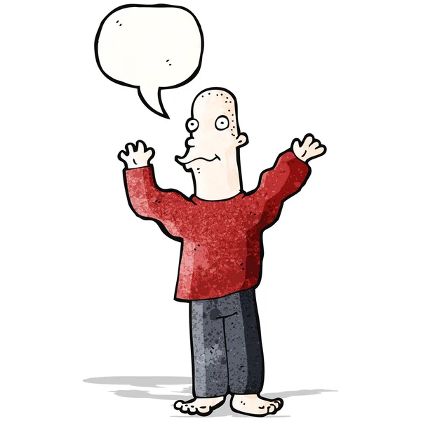 Uomo calvo cartone animato con bolla discorso — Vettoriale Stock