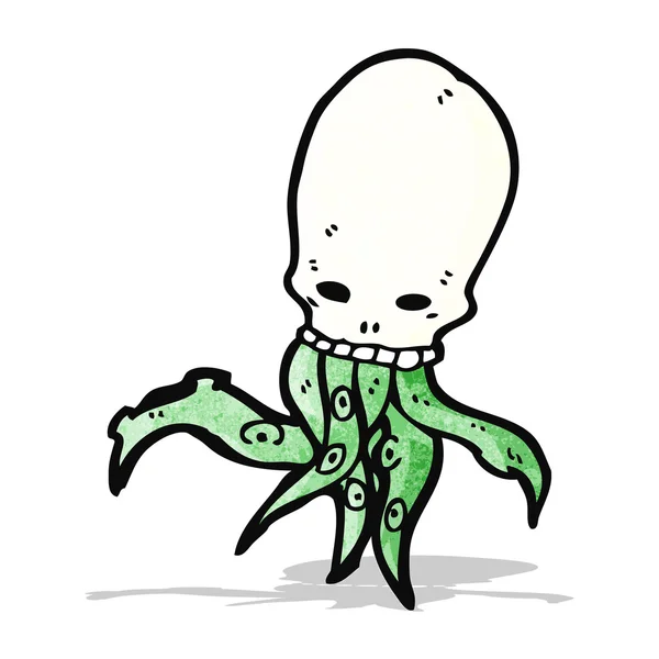 Cartoon tentakel schedel monster — Stok Vektör