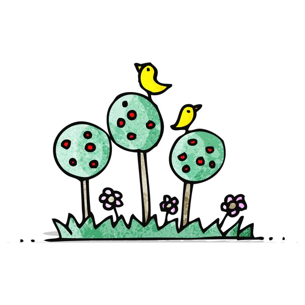 Dibujos animados árboles decorativos — Vector de stock